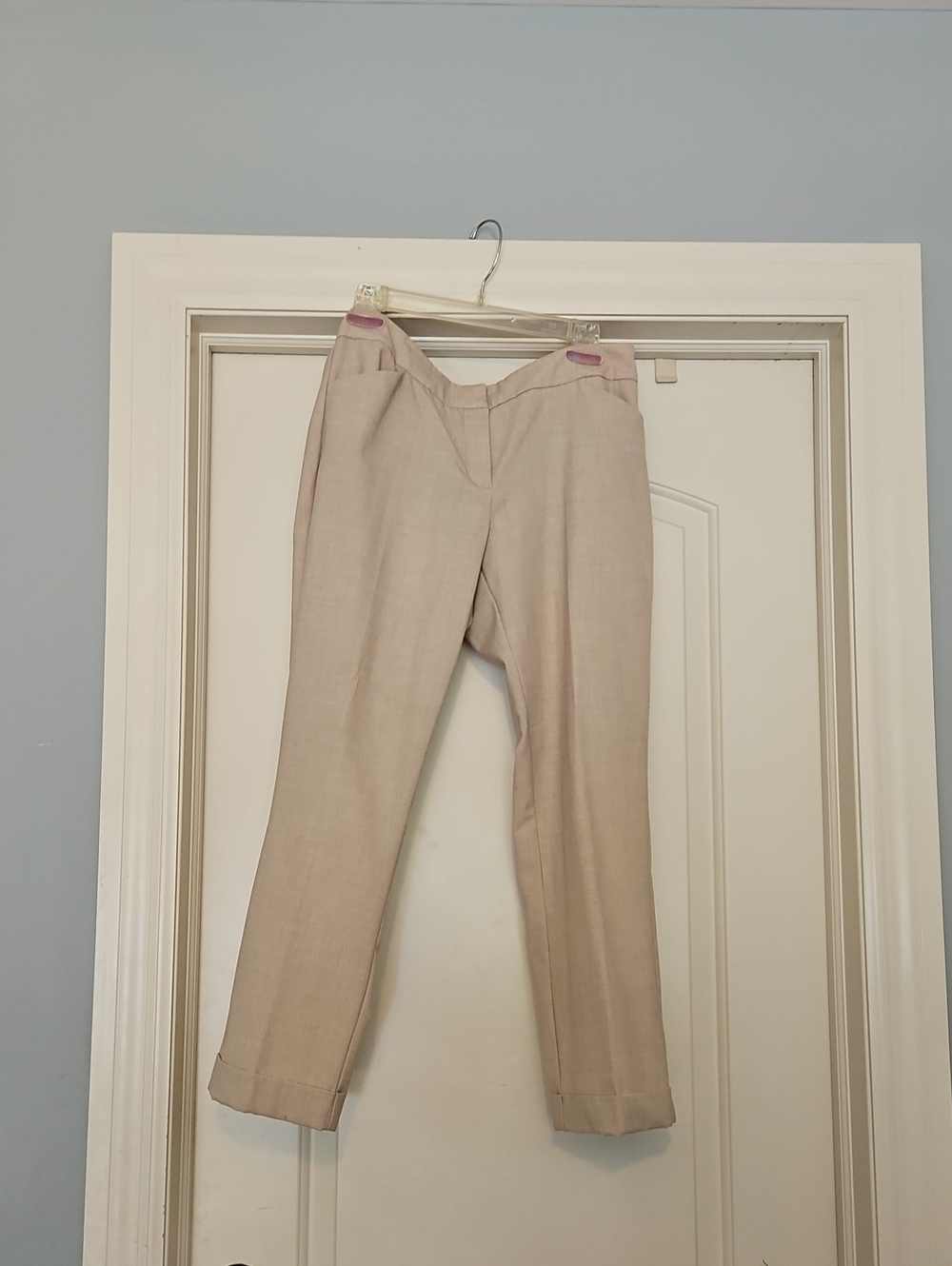 New York & Company Light Beige Cropped Dress Pants